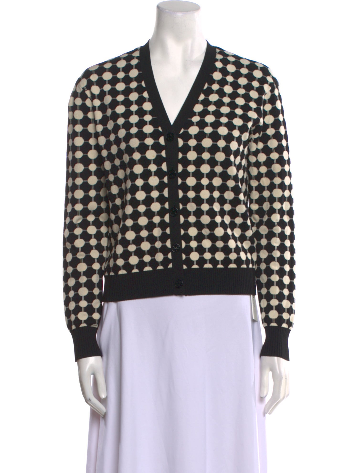 Tory Burch Polka Dot Print V-Neck Sweater w/ Tags