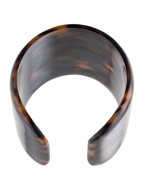 Tory Burch Resin Faux Tortoise Logo Wide Cuff Bracelet