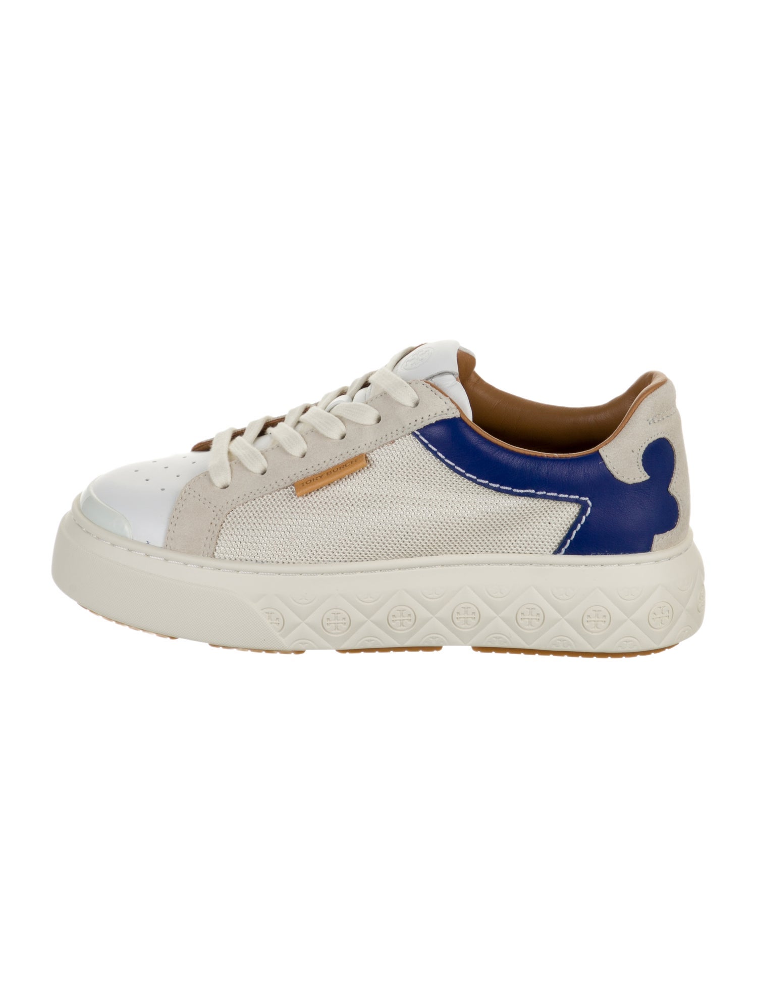Tory Burch Leather Colorblock Pattern Sneakers