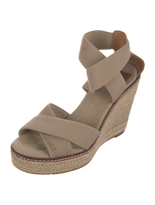 Tory Burch Canvas Leather Trim Embellishment Espadrilles