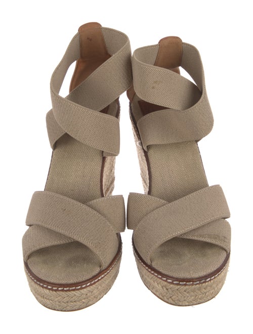 Tory Burch Canvas Leather Trim Embellishment Espadrilles