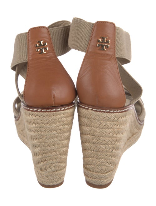 Tory Burch Canvas Leather Trim Embellishment Espadrilles