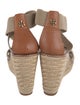 Tory Burch Canvas Leather Trim Embellishment Espadrilles