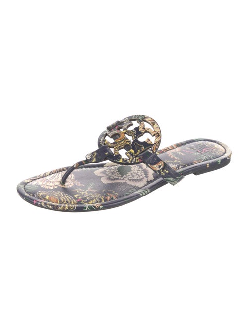 Tory Burch Leather Floral Print Slides