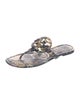 Tory Burch Leather Floral Print Slides