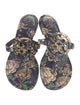 Tory Burch Leather Floral Print Slides