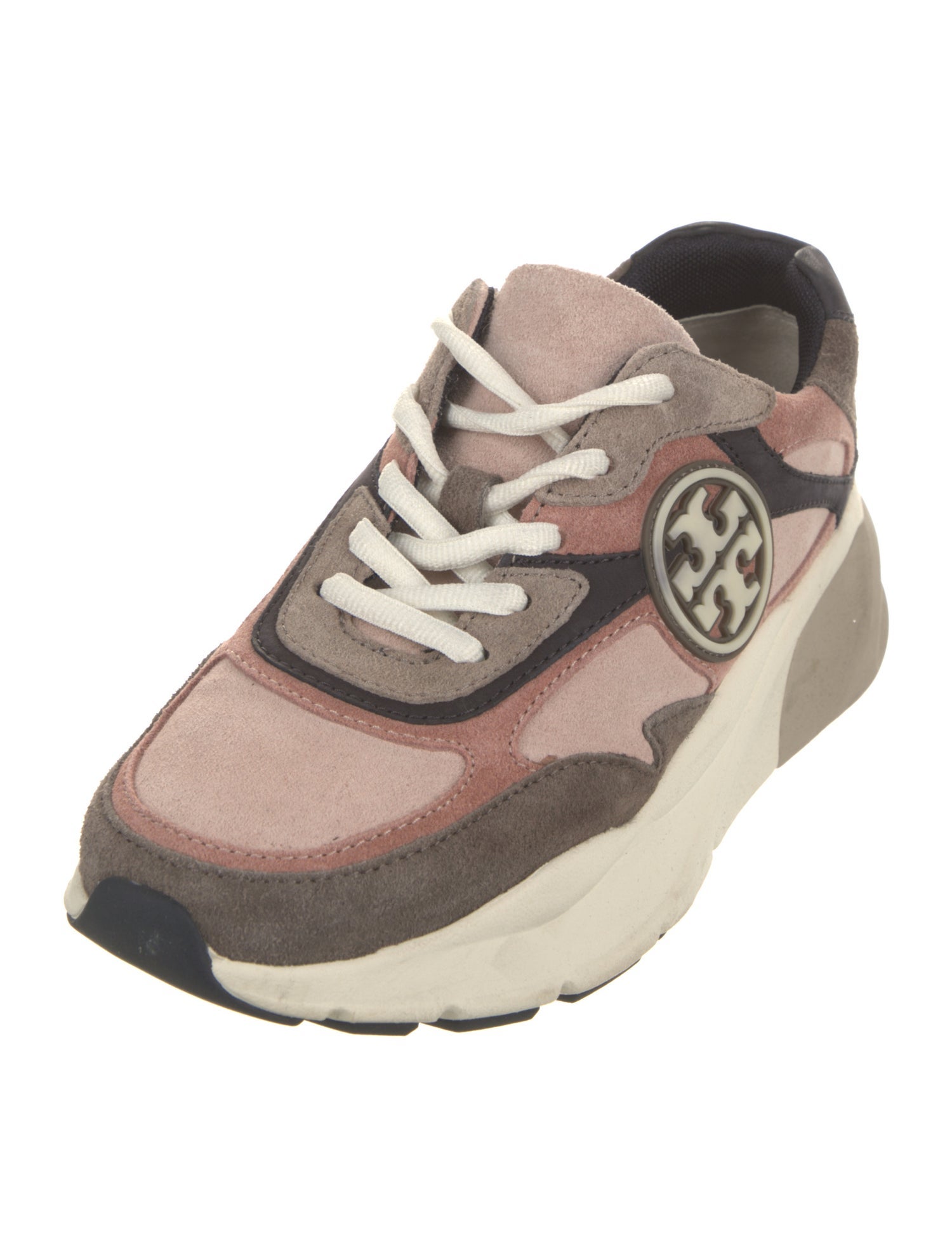 Tory Burch Suede Colorblock Pattern Sneakers