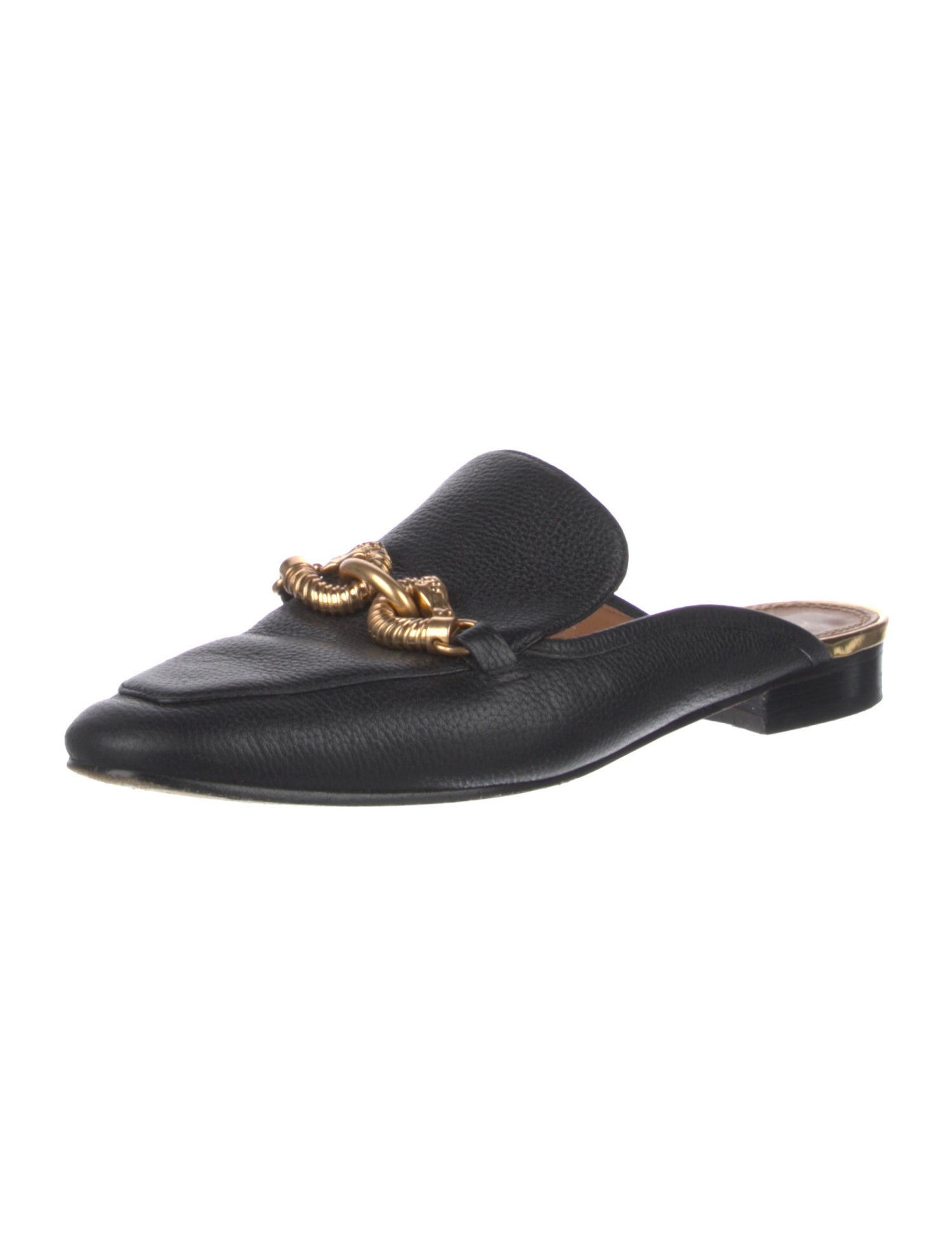 Tory Burch Leather Chain-Link Accents Mules