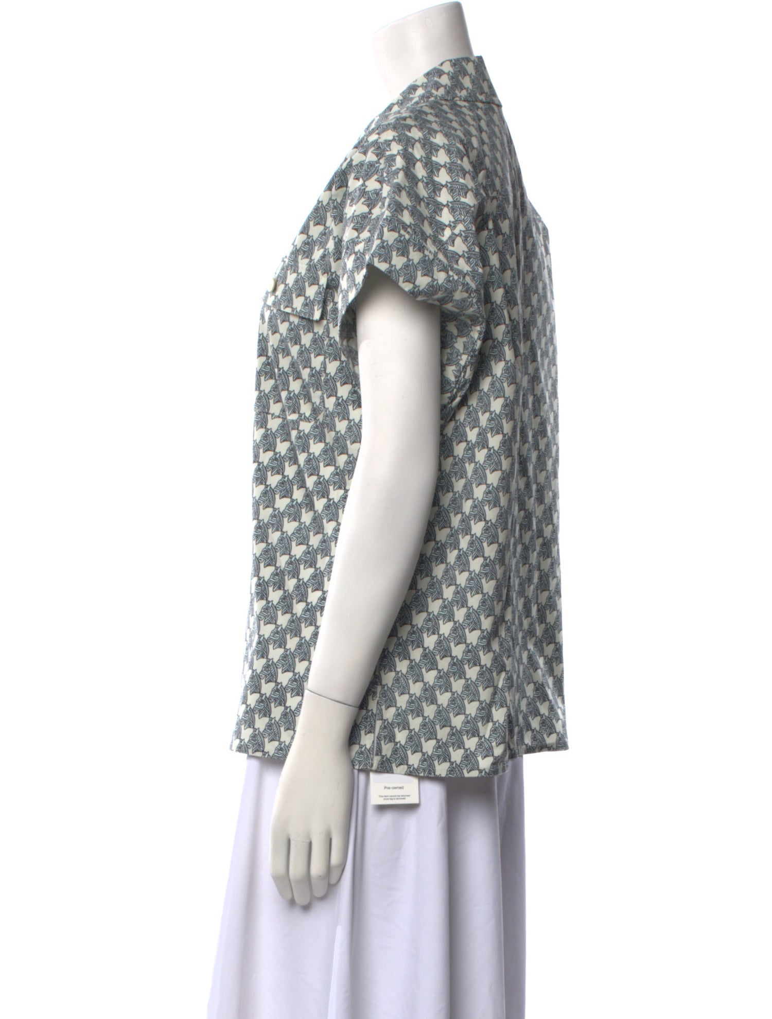 Tory Burch Printed Short Sleeve Button-Up Top w/ Tags