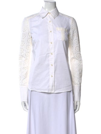 Tory Burch Long Sleeve Button-Up Top