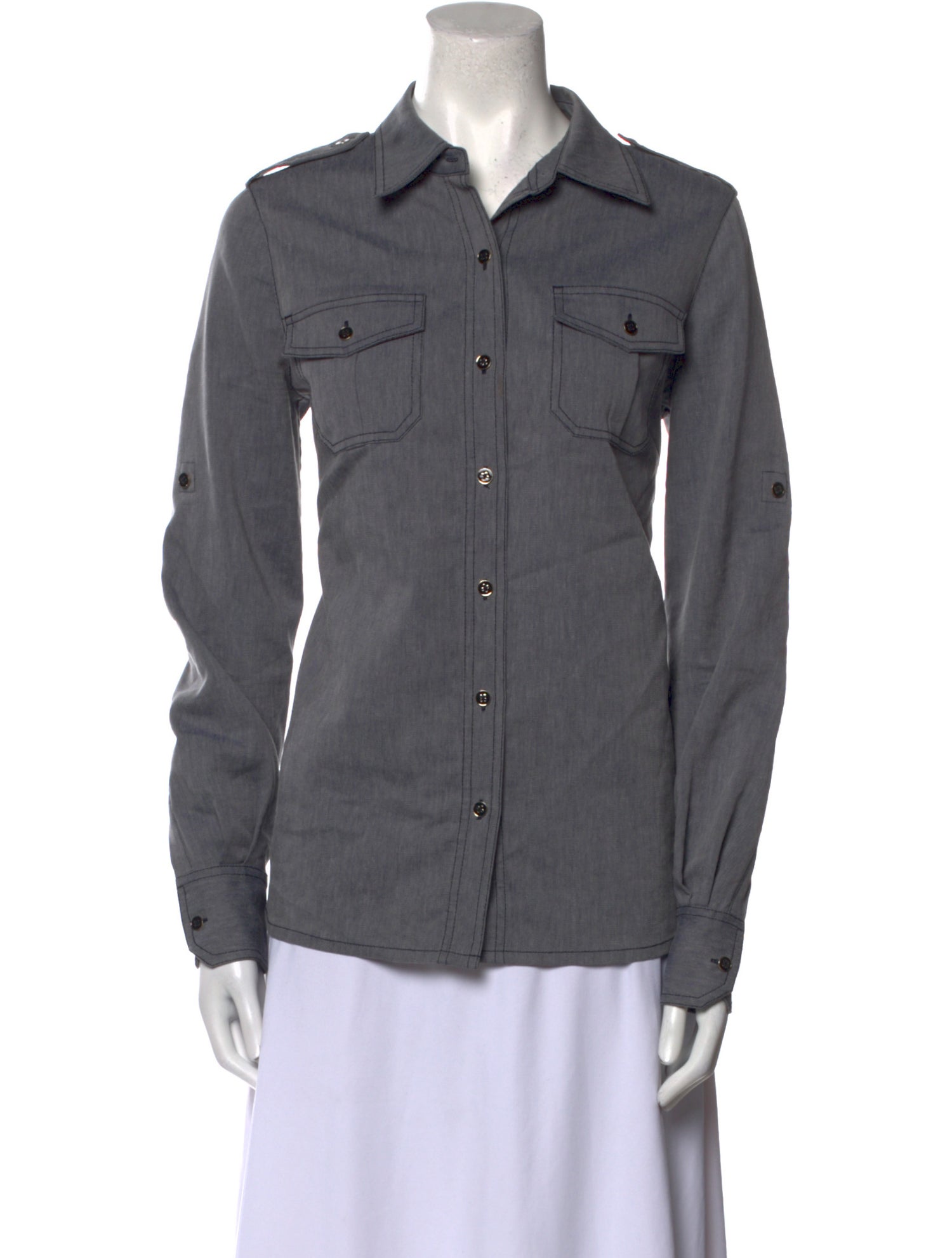 Tory Burch Long Sleeve Button-Up Top