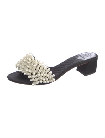 Tory Burch Satin Beaded Accents Mules