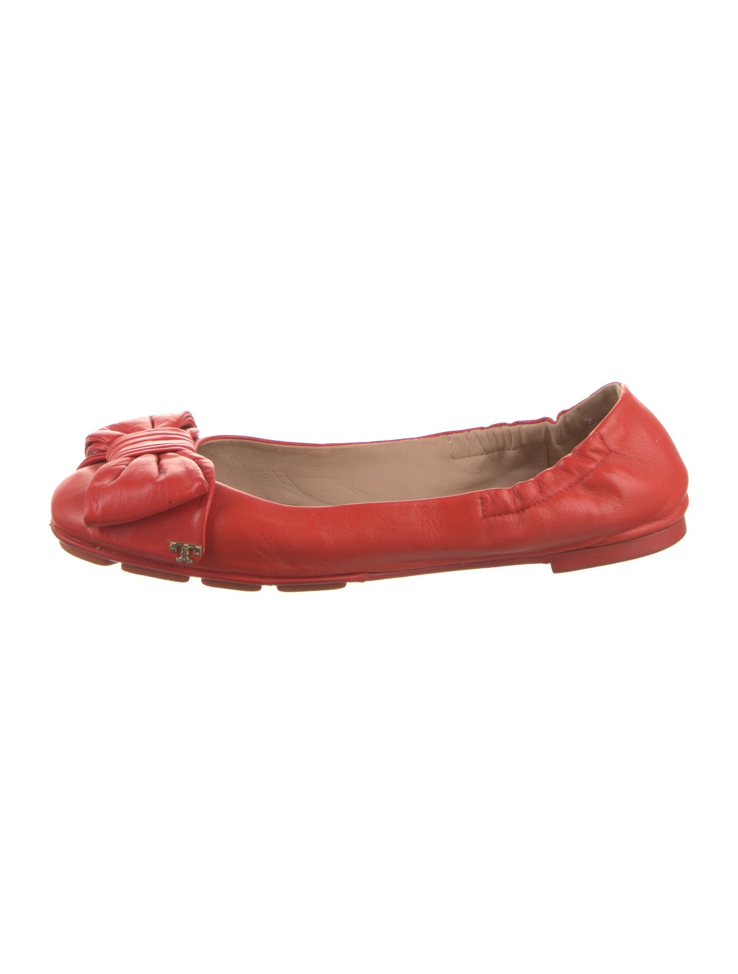 Tory Burch Leather Bow Accents Ballet Flats