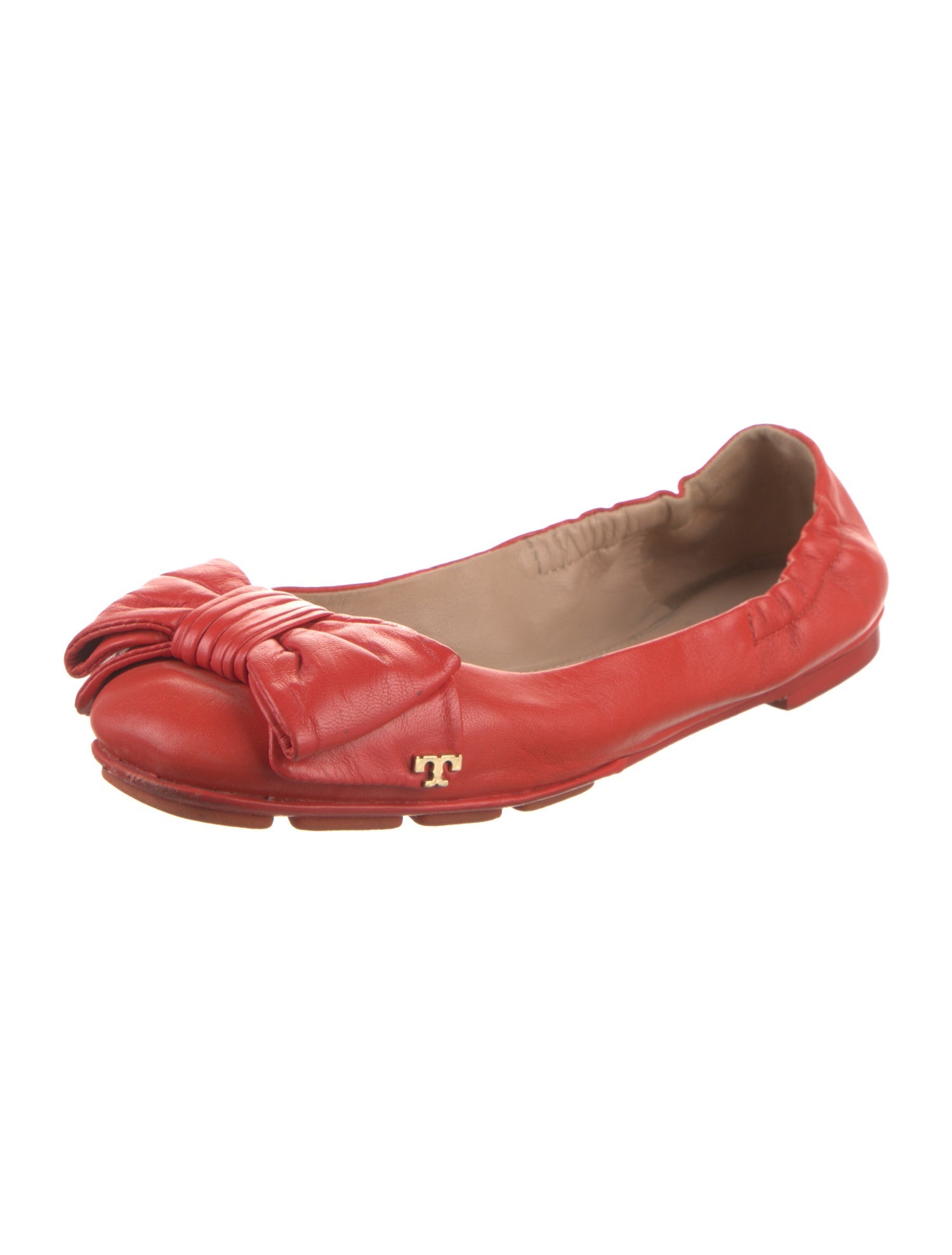 Tory Burch Leather Bow Accents Ballet Flats