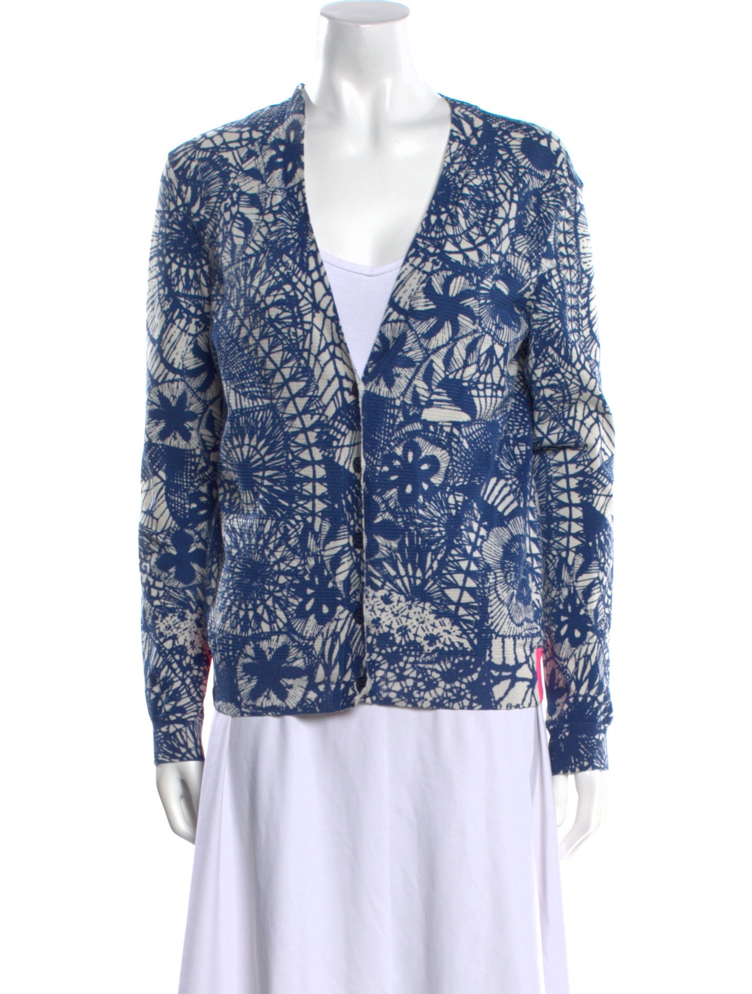 Tory Burch Printed V-Neck Sweater