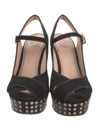 Tory Burch Suede Printed Slingback Pumps