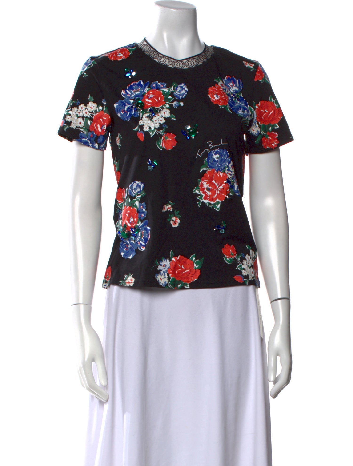 Tory Burch Floral Print Crew Neck T-Shirt