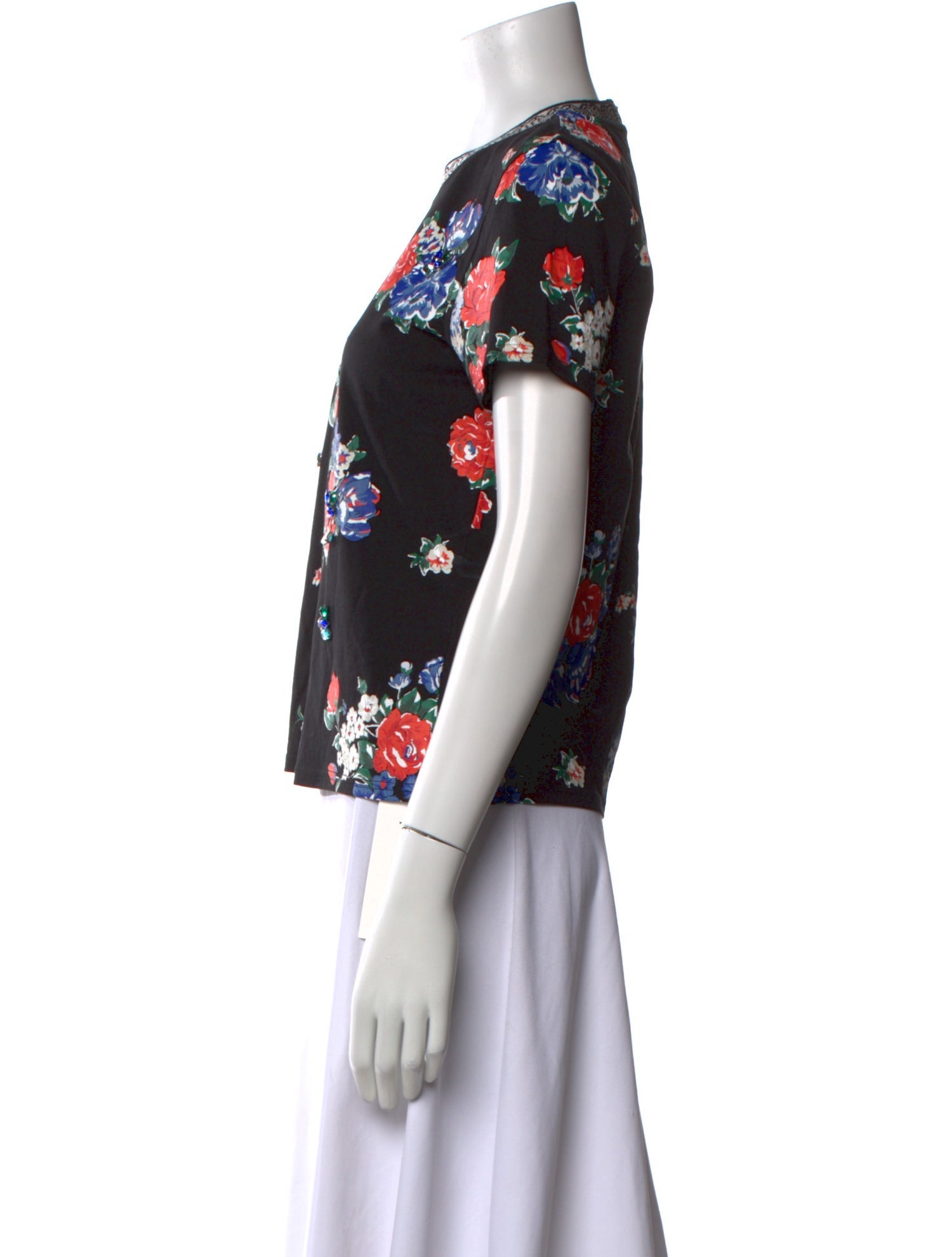 Tory Burch Floral Print Crew Neck T-Shirt