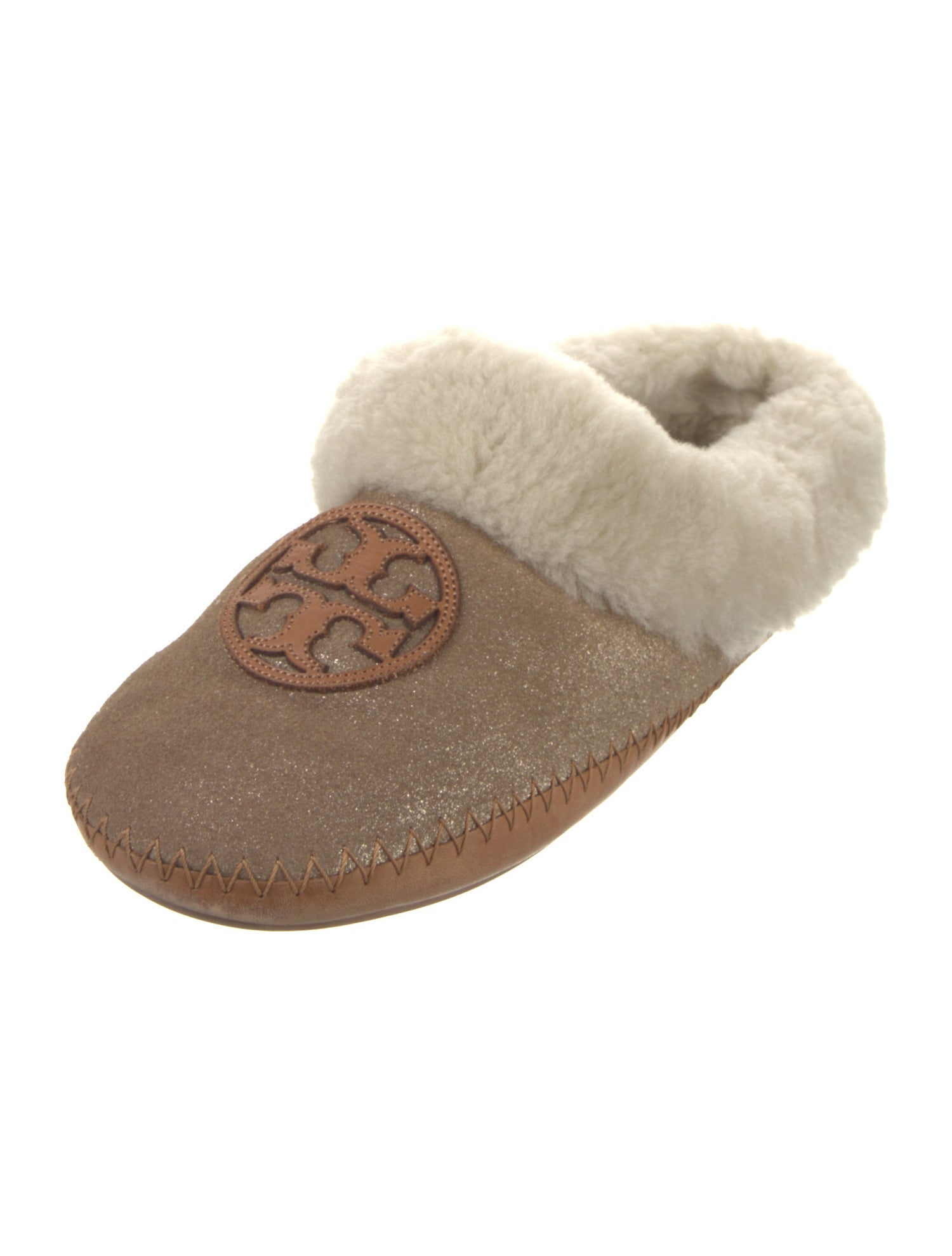 Tory Burch Suede Fur Trim Flats
