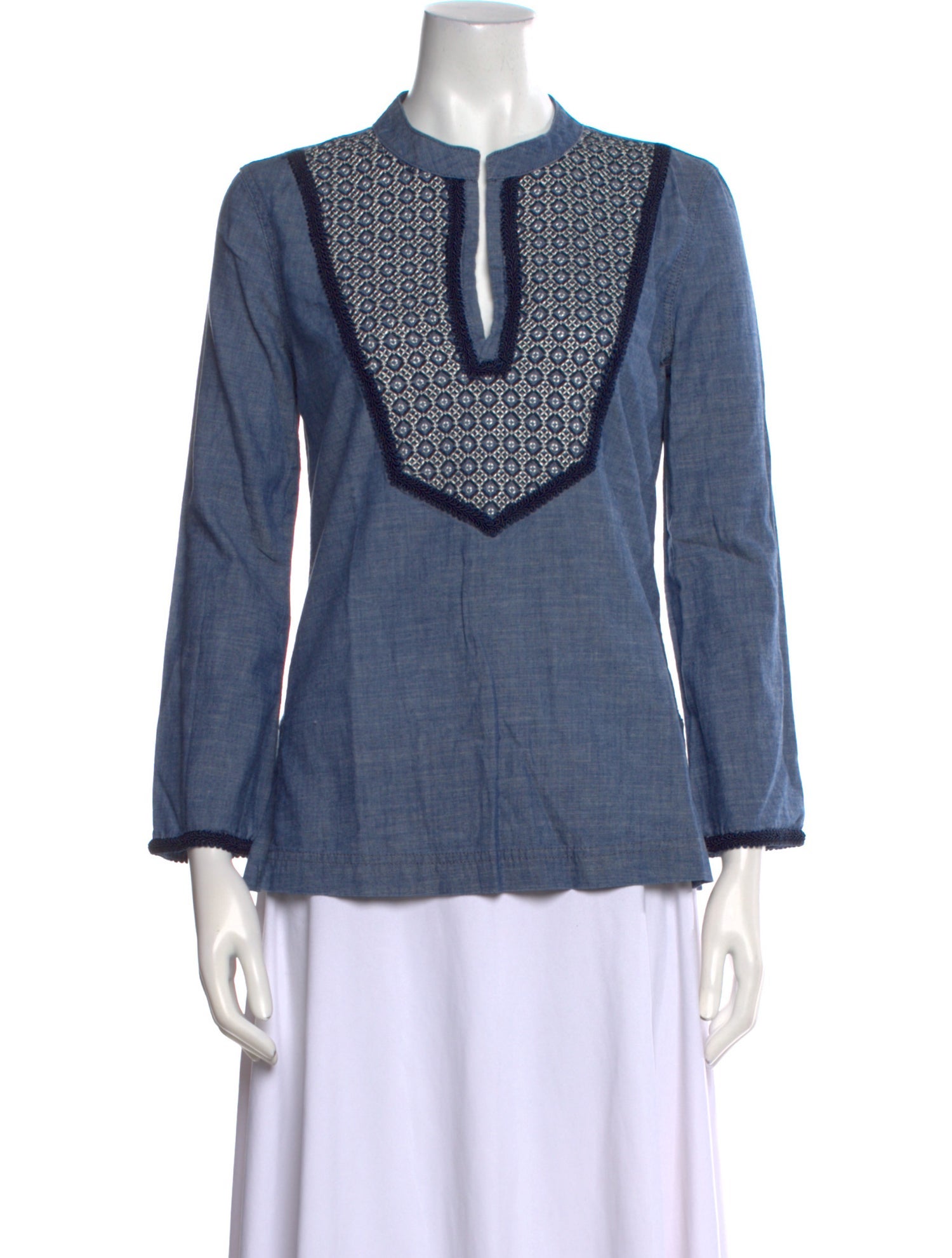 Tory Burch V-Neck Three-Quarter Sleeve Blouse