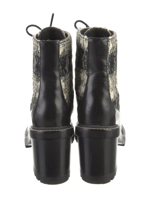 Tory Burch Leather Tweed Pattern Combat Boots