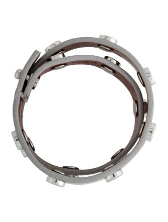 Tory Burch Metallic Leather Logo Studded Wrap Bracelet