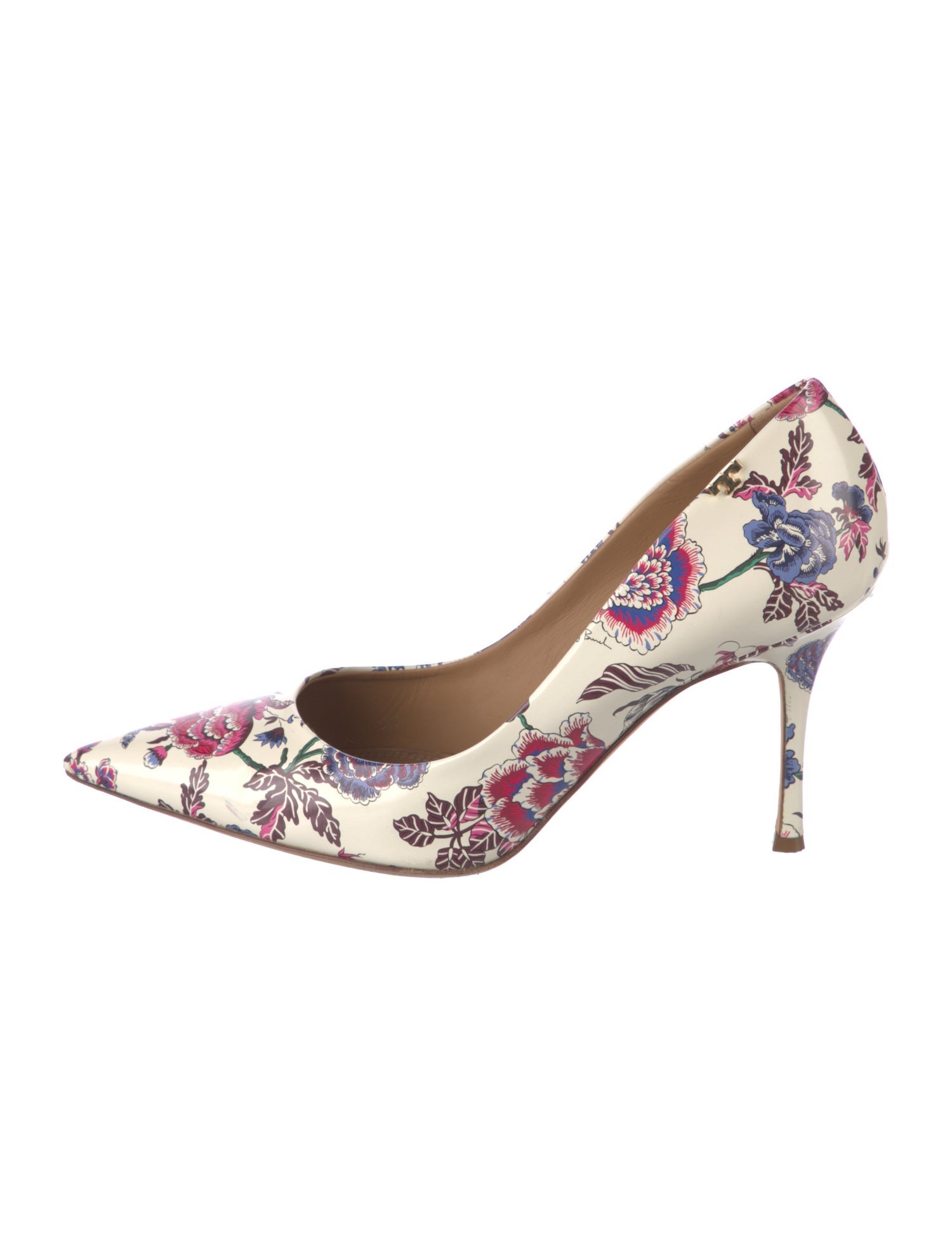 Tory Burch Patent Leather Floral Print Pumps
