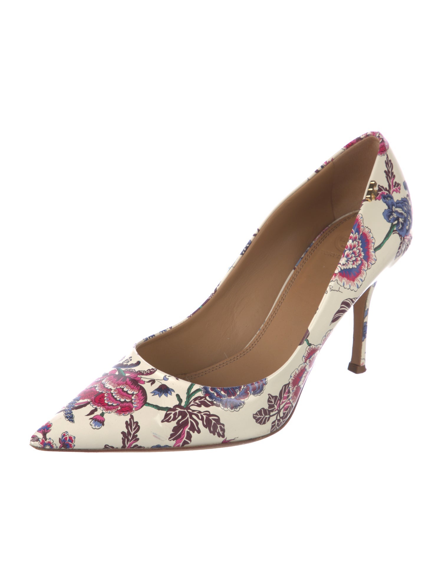 Tory Burch Patent Leather Floral Print Pumps