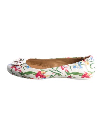 Tory Burch Leather Floral Print Ballet Flats