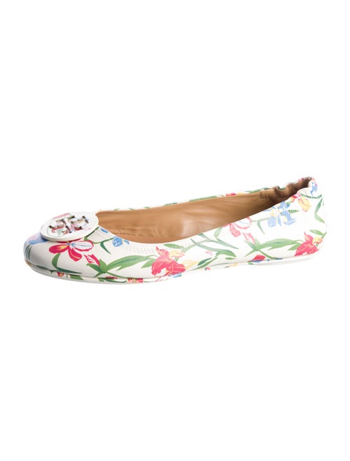 Tory Burch Leather Floral Print Ballet Flats