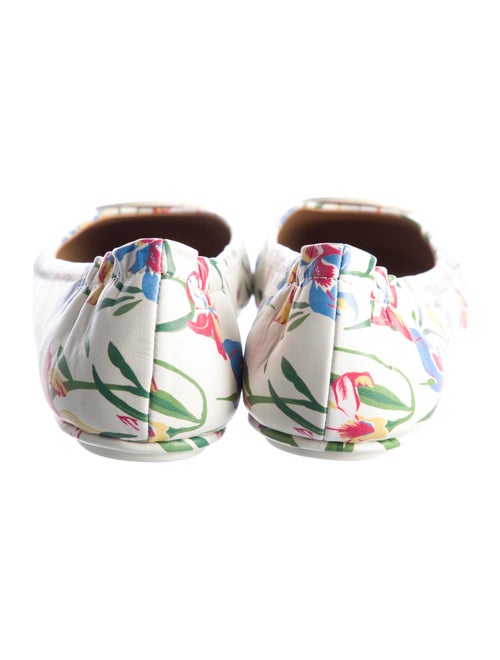 Tory Burch Leather Floral Print Ballet Flats