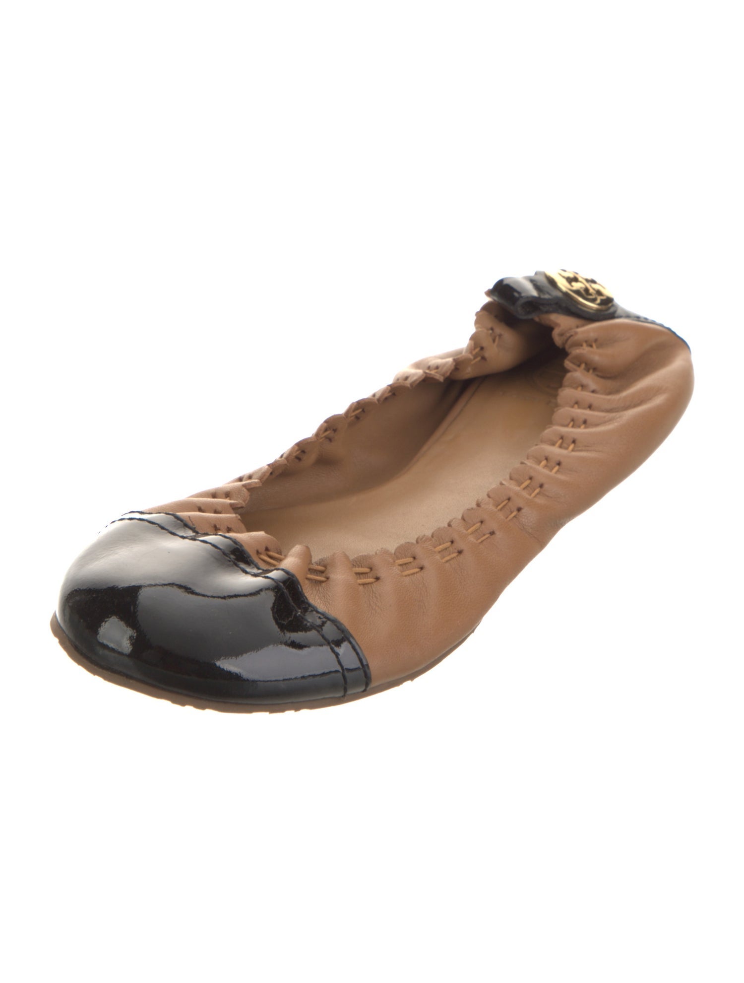 Tory Burch Leather Colorblock Pattern Ballet Flats
