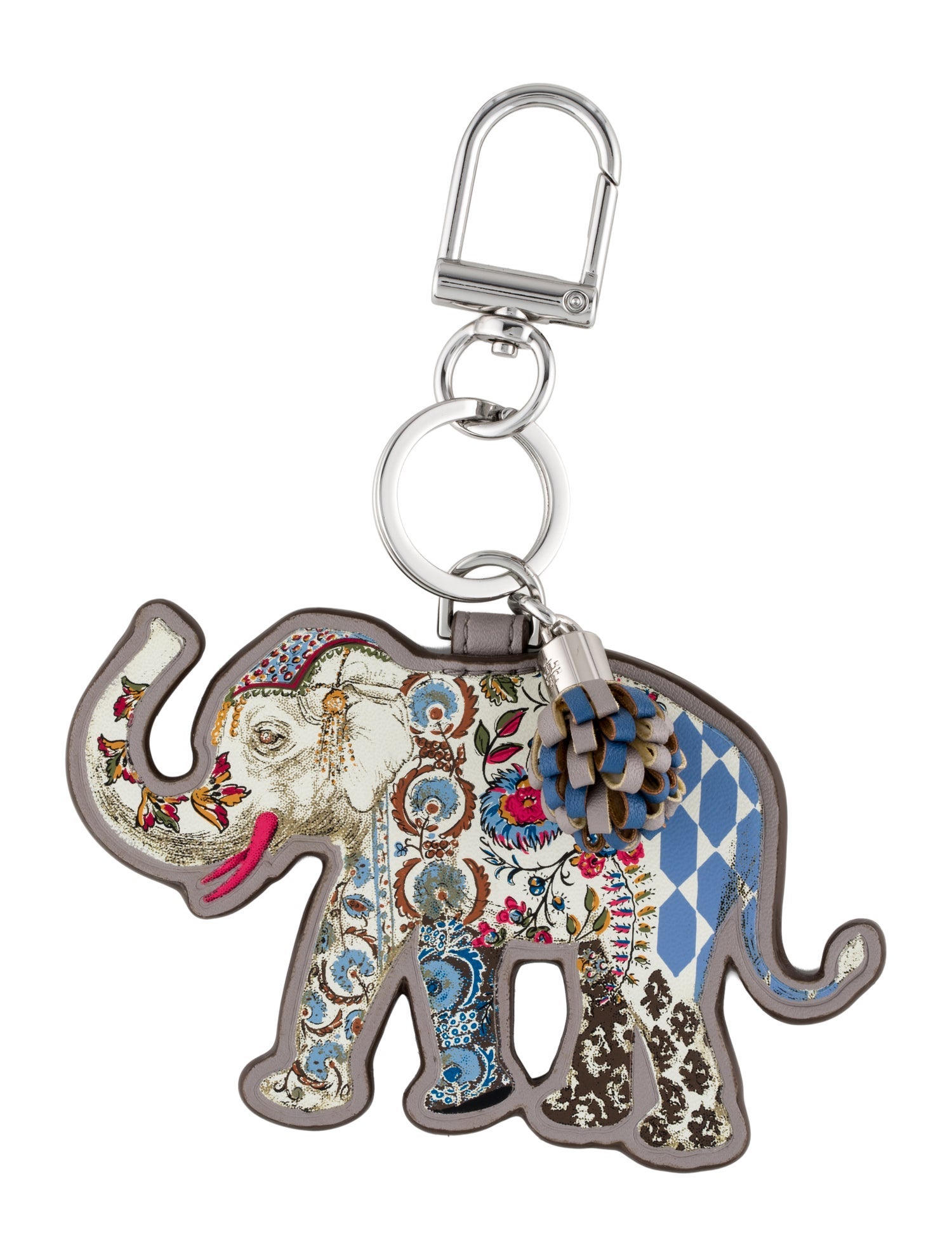 Tory Burch Grey Leather Keychain