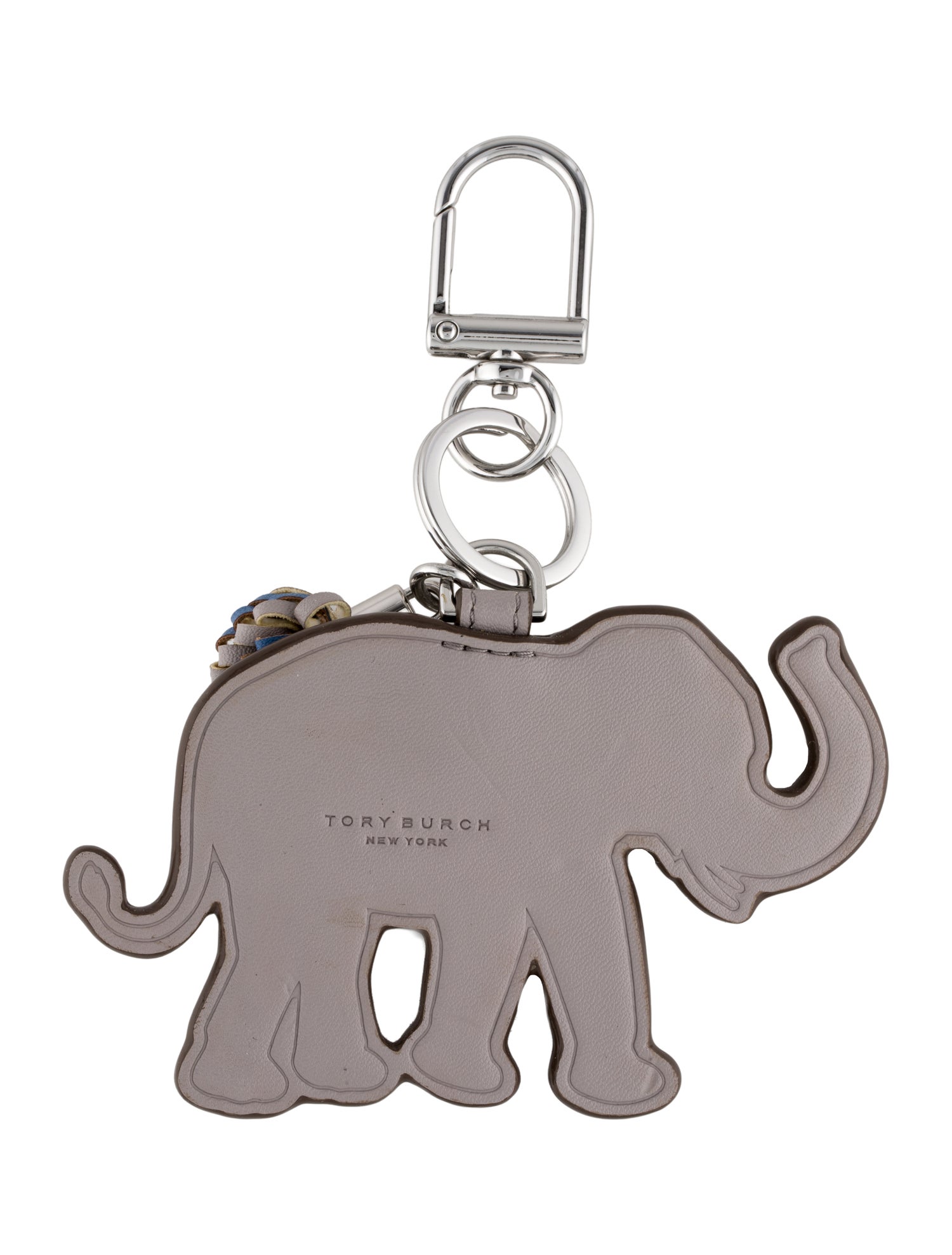 Tory Burch Grey Leather Keychain