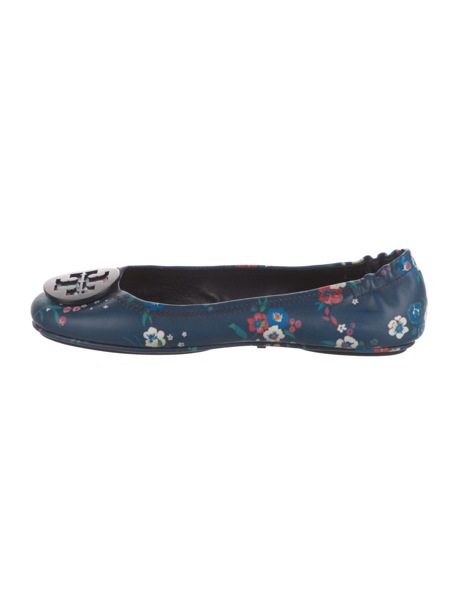 Tory Burch Leather Floral Print Flats