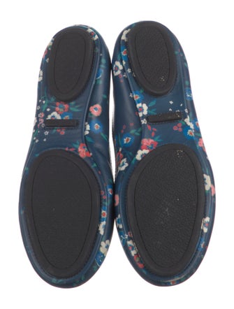 Tory Burch Leather Floral Print Flats