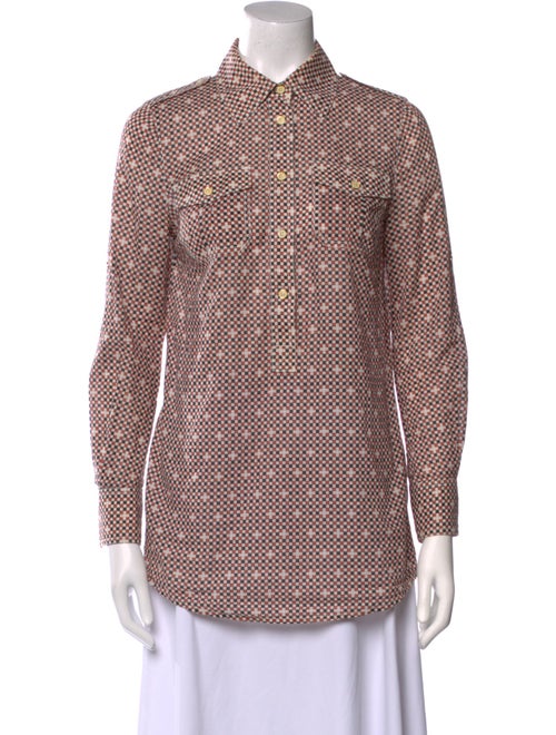 Tory Burch Printed Long Sleeve Button-Up Top