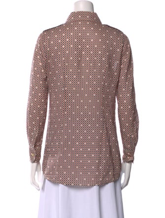Tory Burch Printed Long Sleeve Button-Up Top