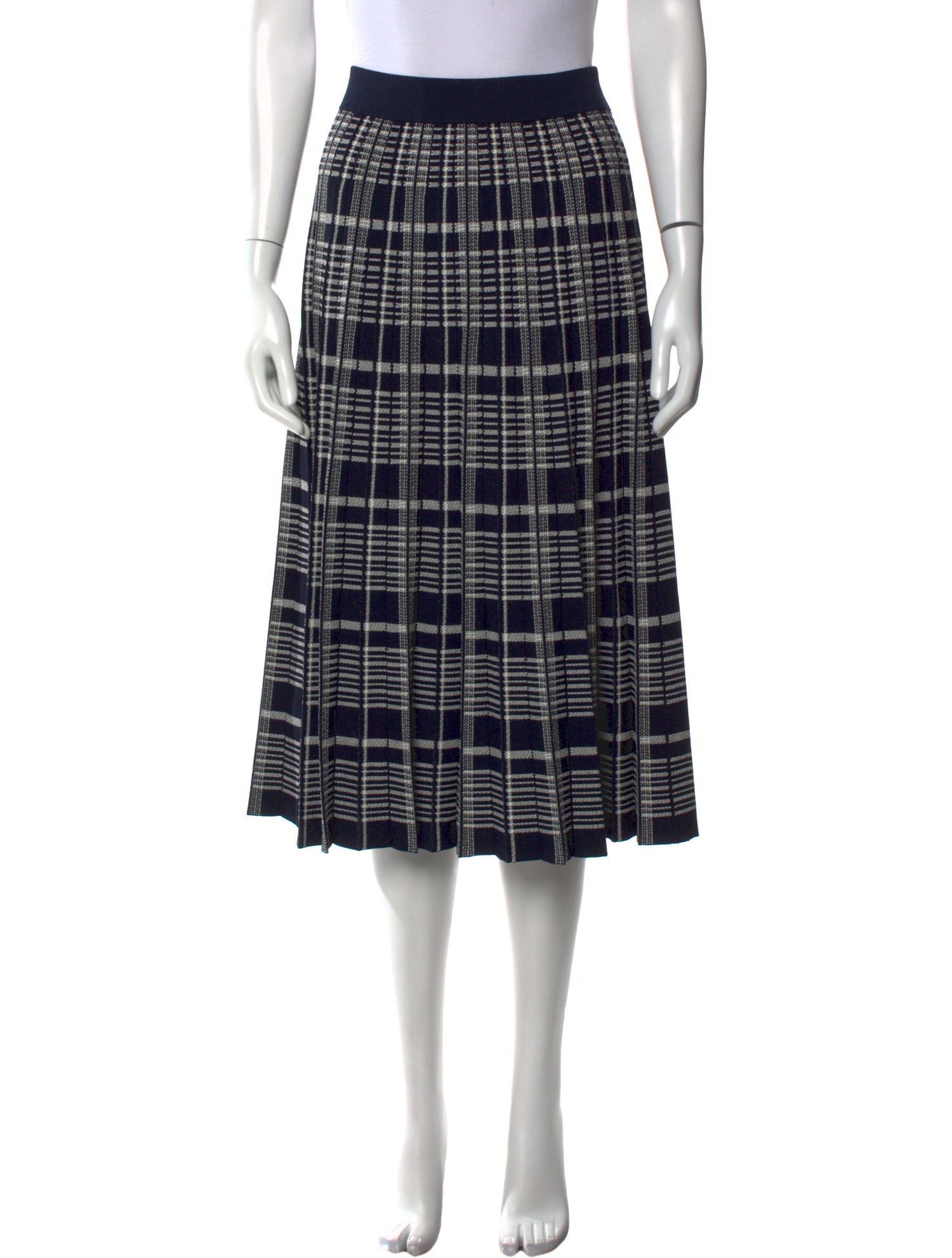 Tory Burch Plaid Print Midi Length Skirt