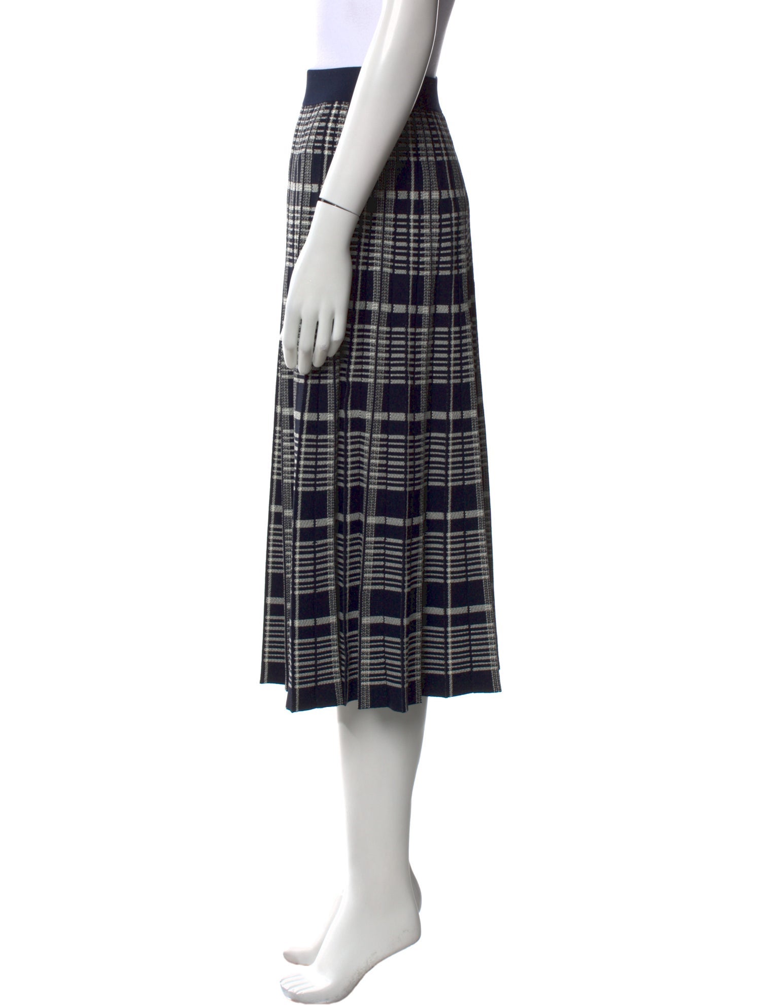 Tory Burch Plaid Print Midi Length Skirt