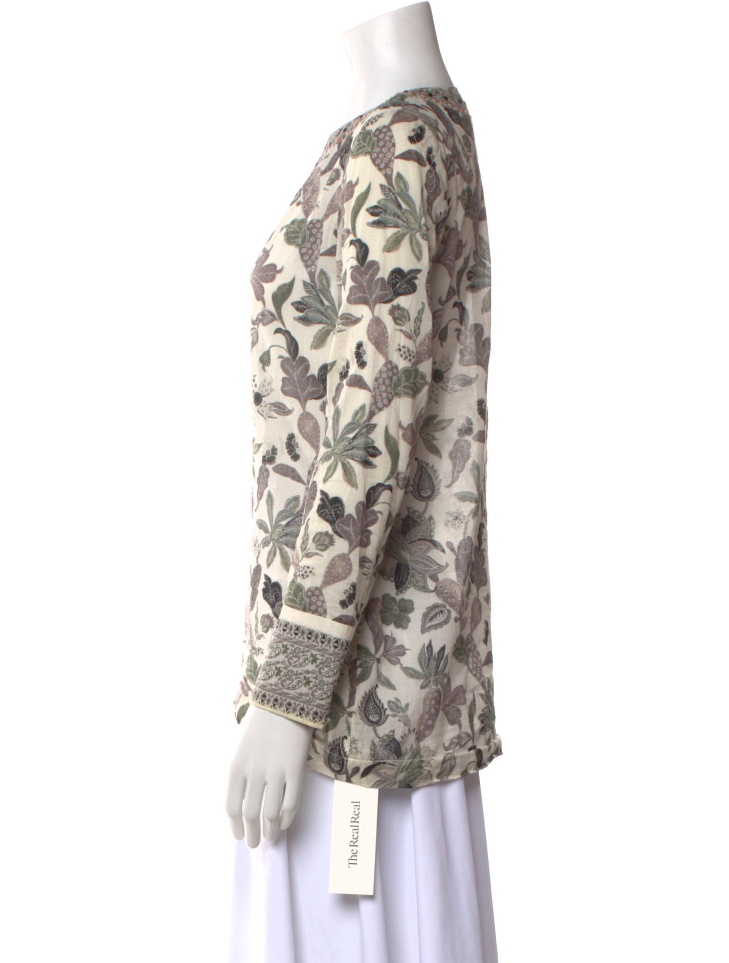 Tory Burch Floral Print V-Neck Blouse