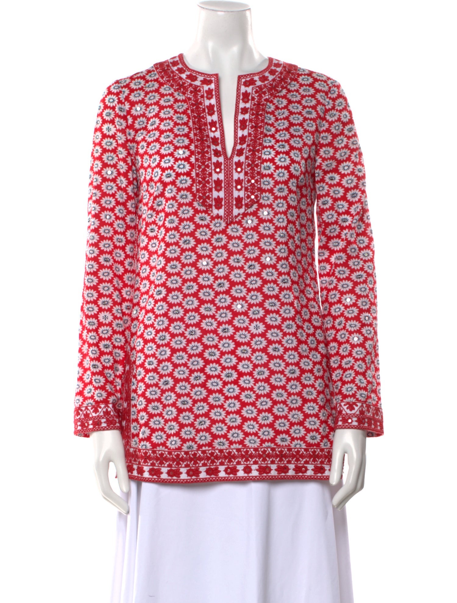 Tory Burch Printed V-Neck Blouse