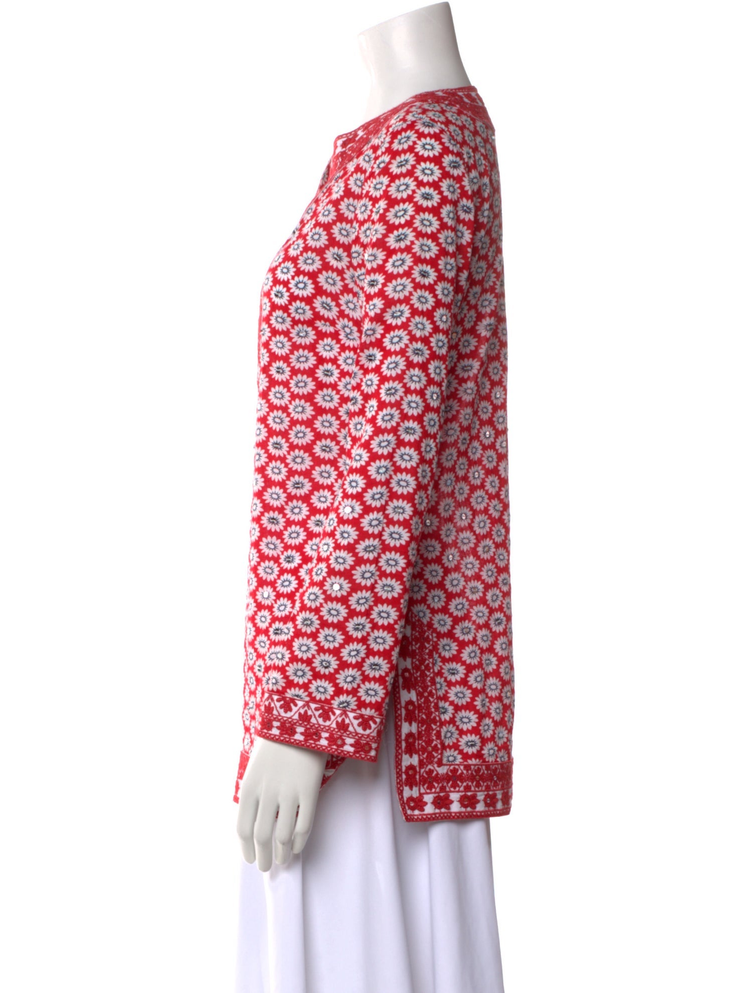 Tory Burch Printed V-Neck Blouse