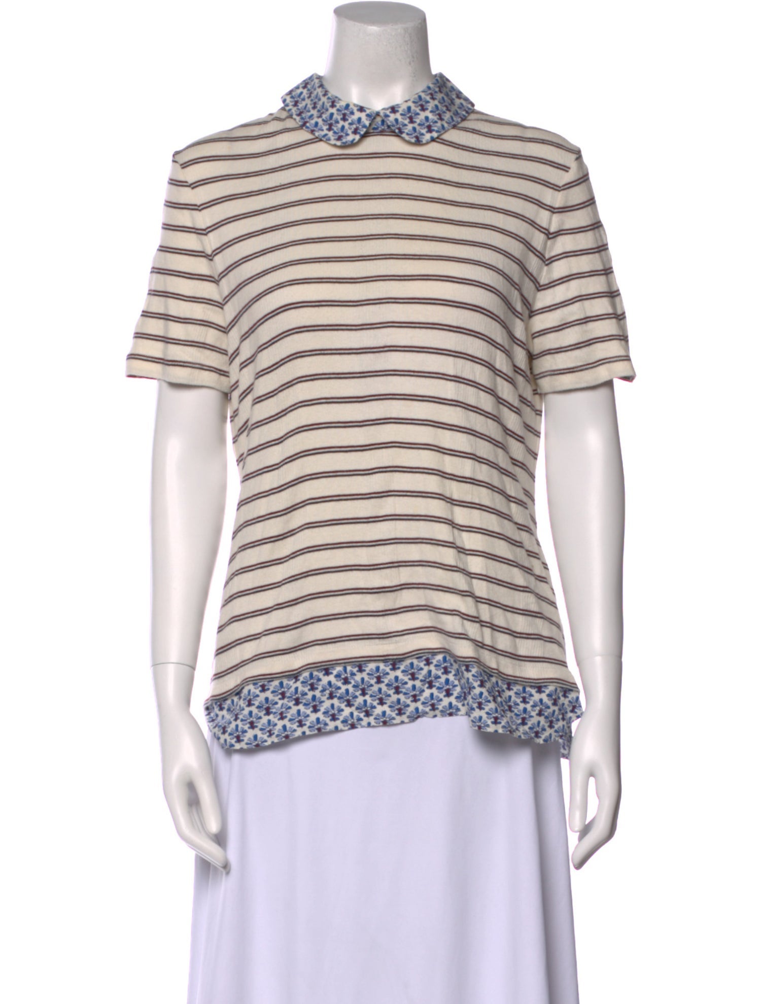 Tory Burch Striped Short Sleeve Polo