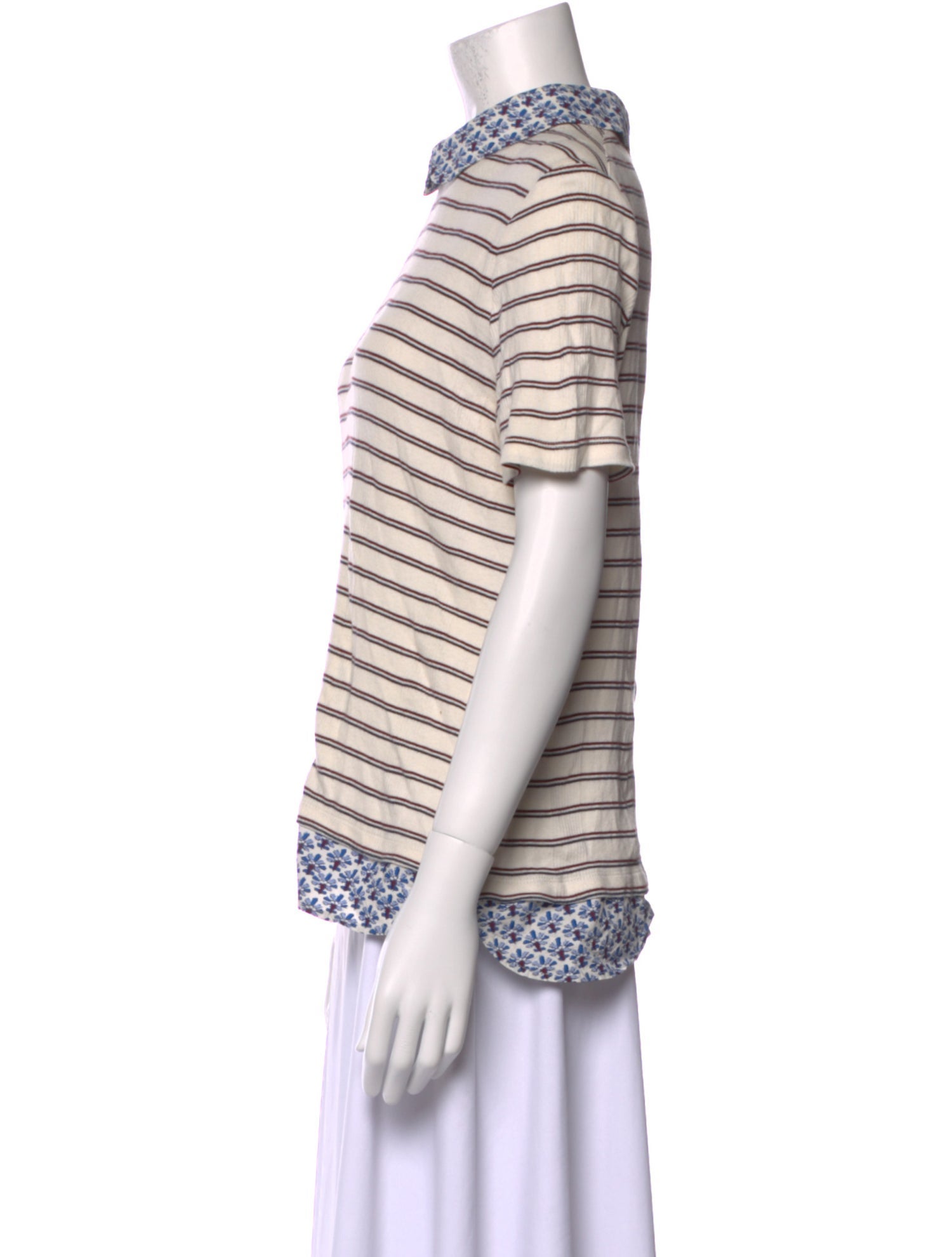 Tory Burch Striped Short Sleeve Polo