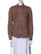 Tory Burch Striped Long Sleeve Button-Up Top