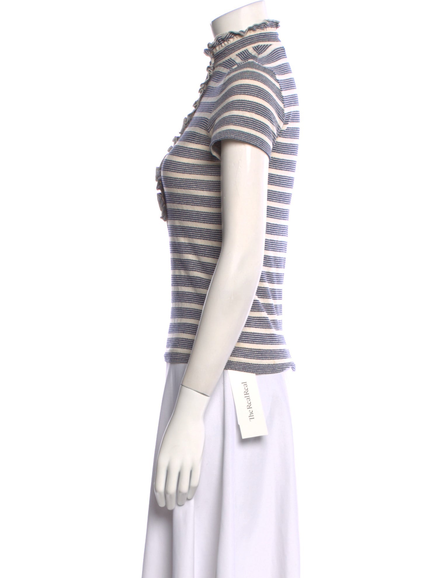 Tory Burch Striped Mock Neck Top
