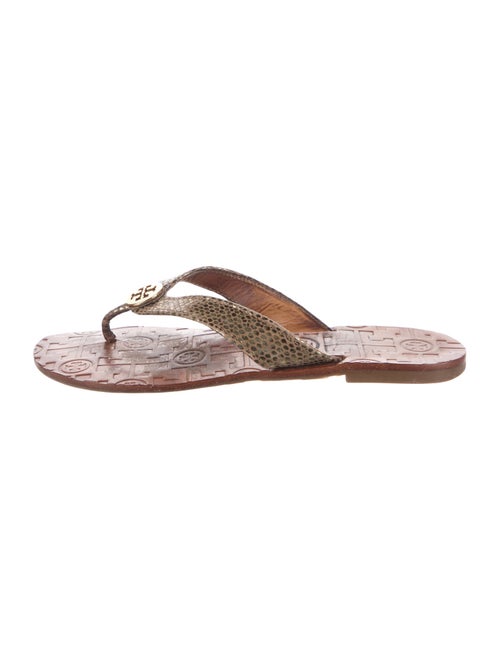 Tory Burch Leather Polka Dot Print Flip Flops