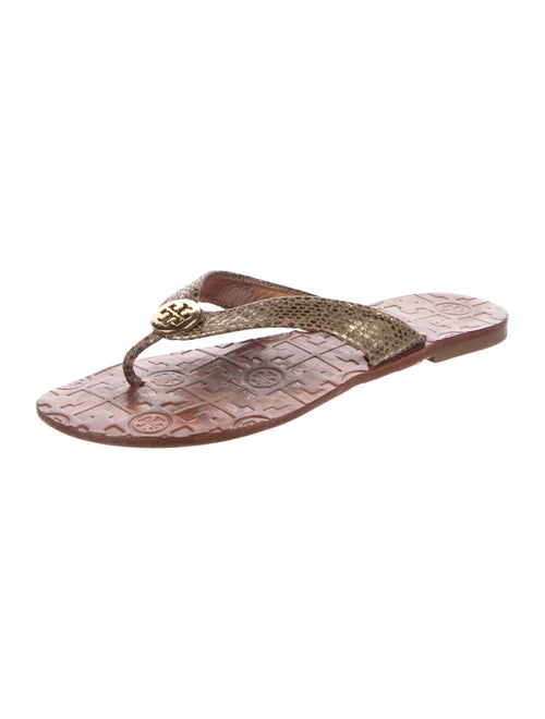 Tory Burch Leather Polka Dot Print Flip Flops