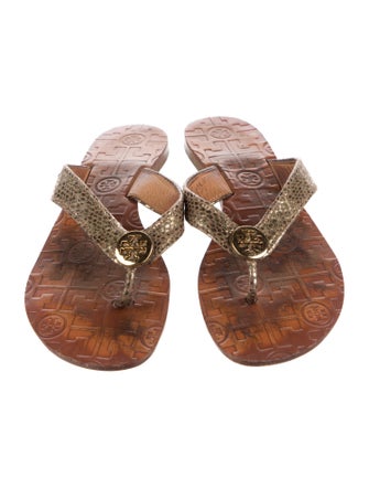 Tory Burch Leather Polka Dot Print Flip Flops